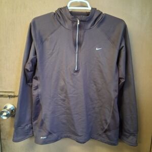 Nike Dri-fit Brown 1/4 zip pullover Large Running Lightweight EUC